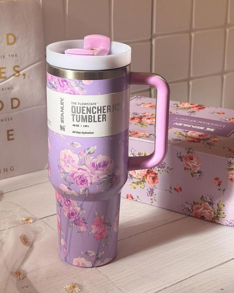 Stanley x LoveShackFancy 40 oz Quencher H2.0 FlowState Tumbler with Straw – Floral Lavender Limited Edition