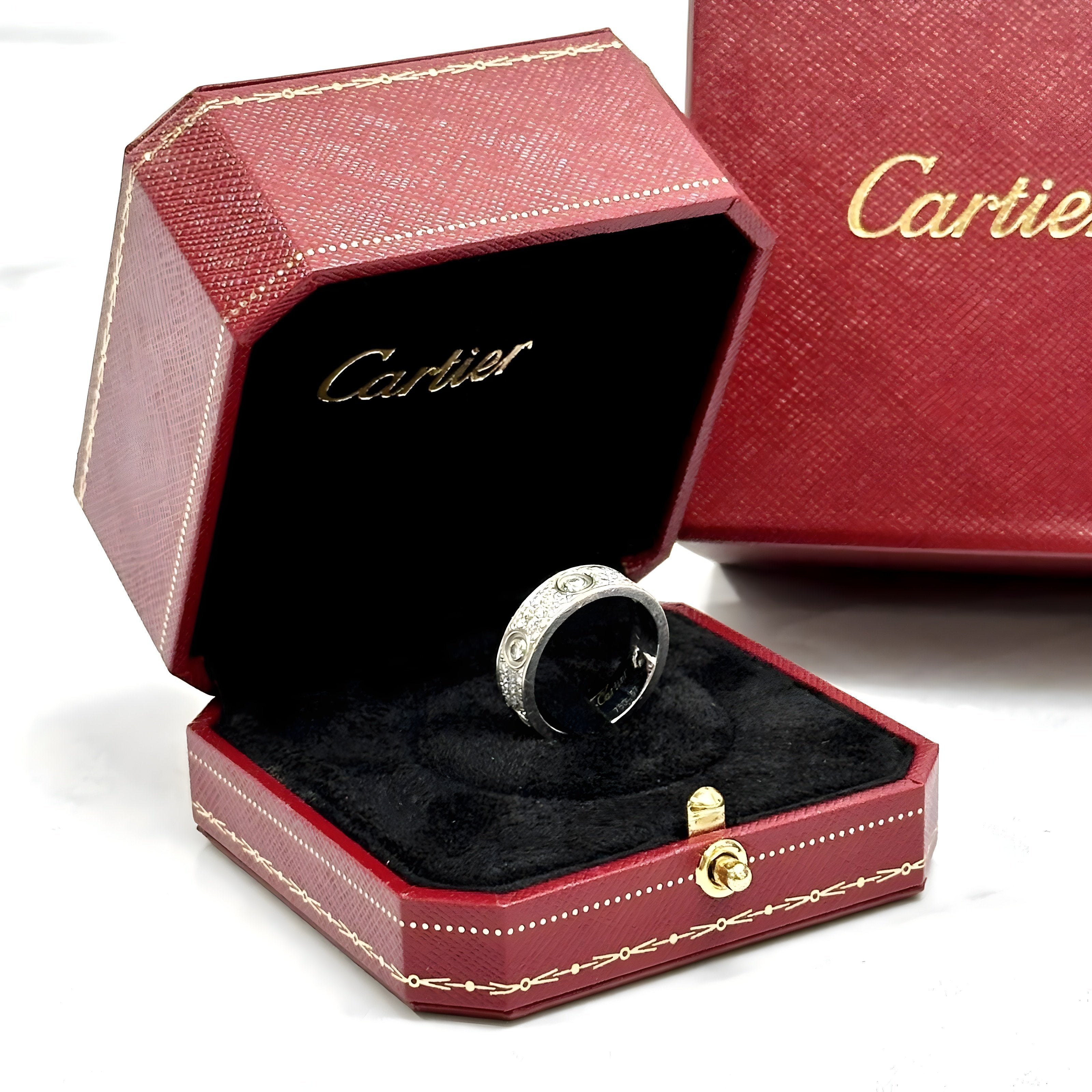 Cartier Love Ring White Gold with Diamond Accents Luxury Band