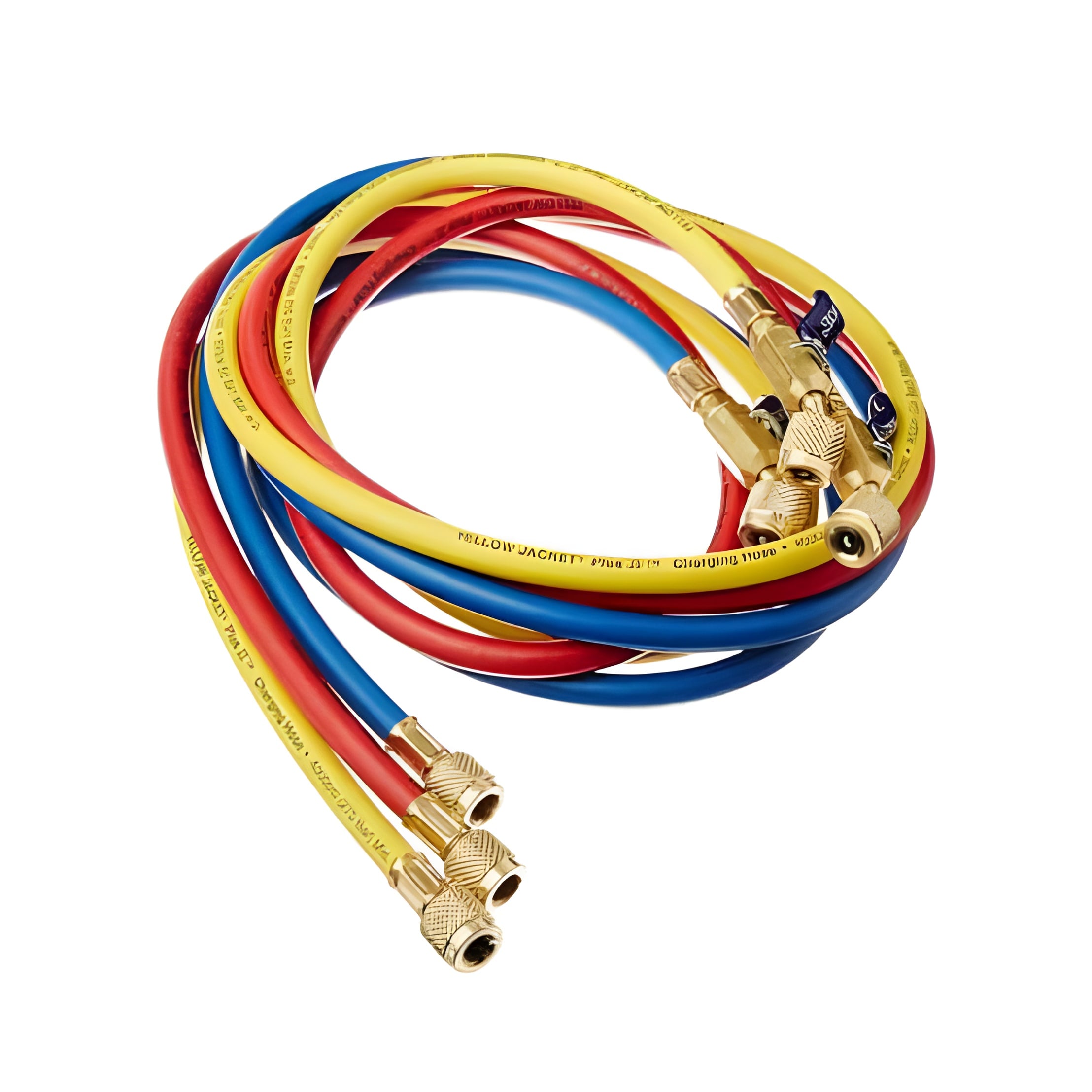 HVAC Refrigerant Charging Hose Set 60" 1/4" SAE – Red, Blue & Yellow 3-Piece
