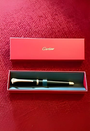 Cartier Ballpoint Pen Black & Gold Luxury Writing Pen with Gift Box